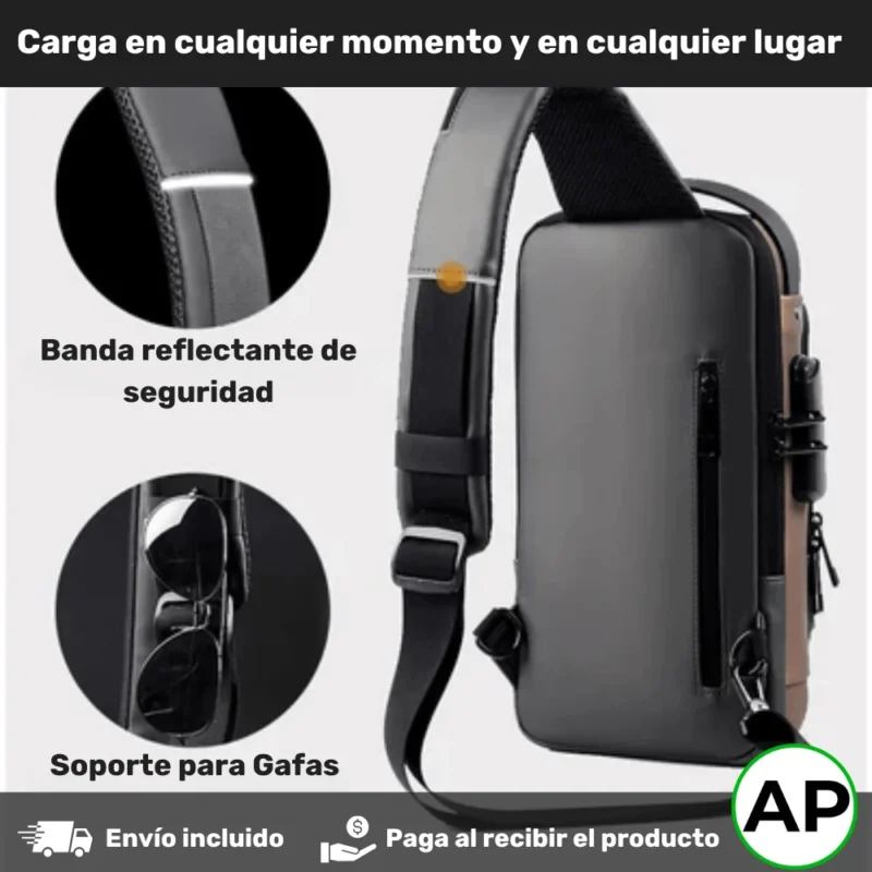 BACKPACK ELITE PRO™ Bolso antirrobo cruzado con puerto de carga USB - Imagen 3